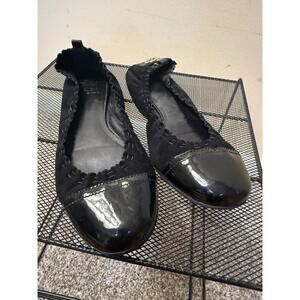 Tory Burch Suede Ballet Flats - Women’s 7 - Black Suede W/ Patent Leather Toes
